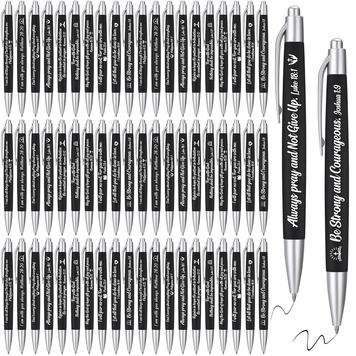 Yeaqee 100 Pcs Motivational Pens, Black, Biblical