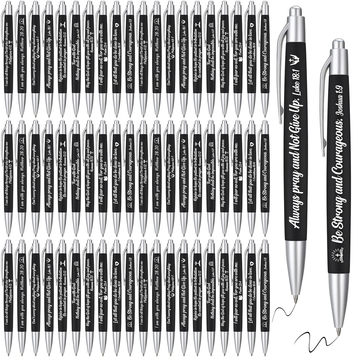 Yeaqee 100 Pcs Motivational Pens, Black, Biblical