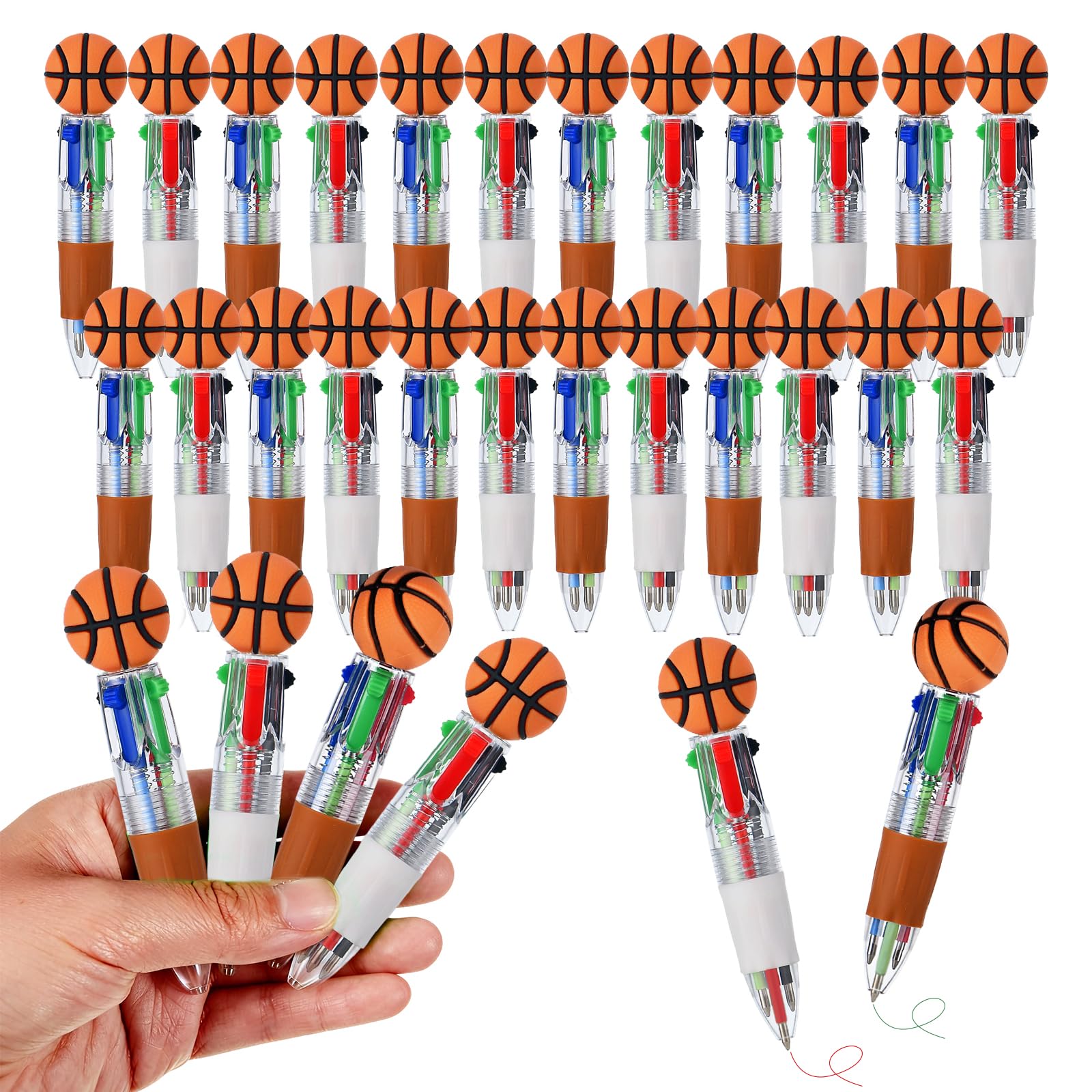 Zhirlyn Basketball Party Favors Basketball Pens Mini Multicolor Pen in One Cute Fun 4-in-1 Pens