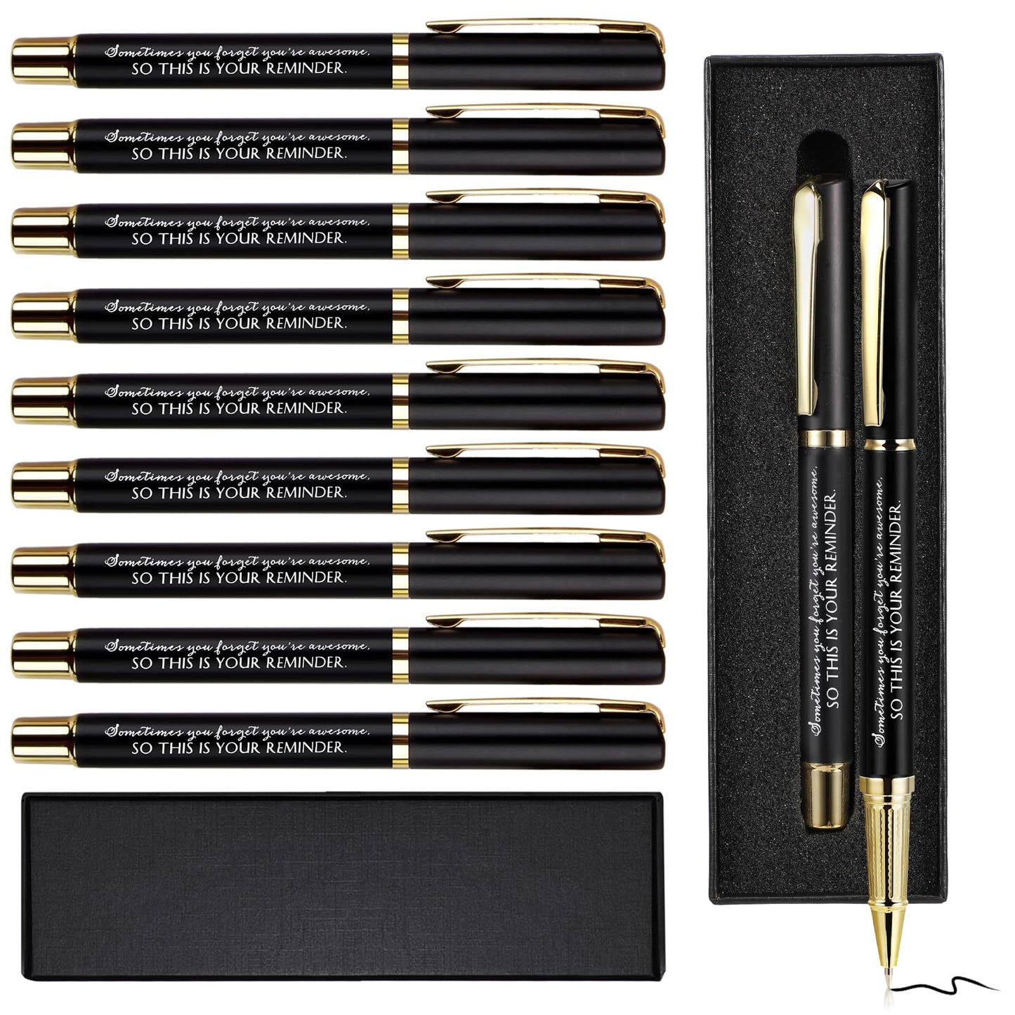 PerKoop 30 Sets Thank You Gift Inspirational Pen with Box, Black, Stylish