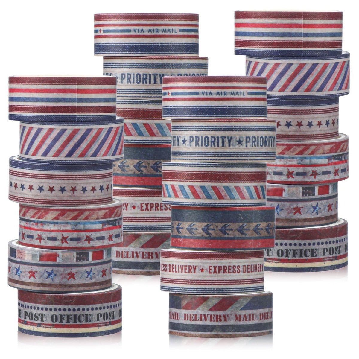 Janlaugh 24 Rolls Airmail Postal Washi Tape Vintage Air Mail Gifts Bulk