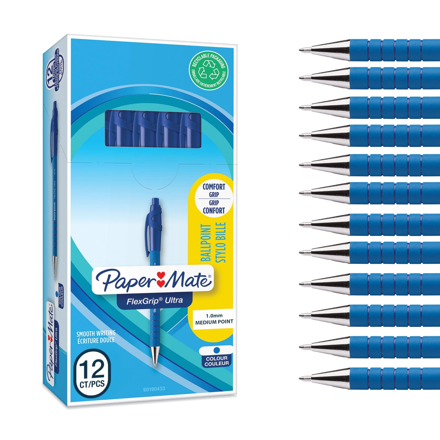 Paper Mate Flexgrip Ultra Retractable Ballpoint Pens | Medium Point (1.0mm) | Handwriting Pens &