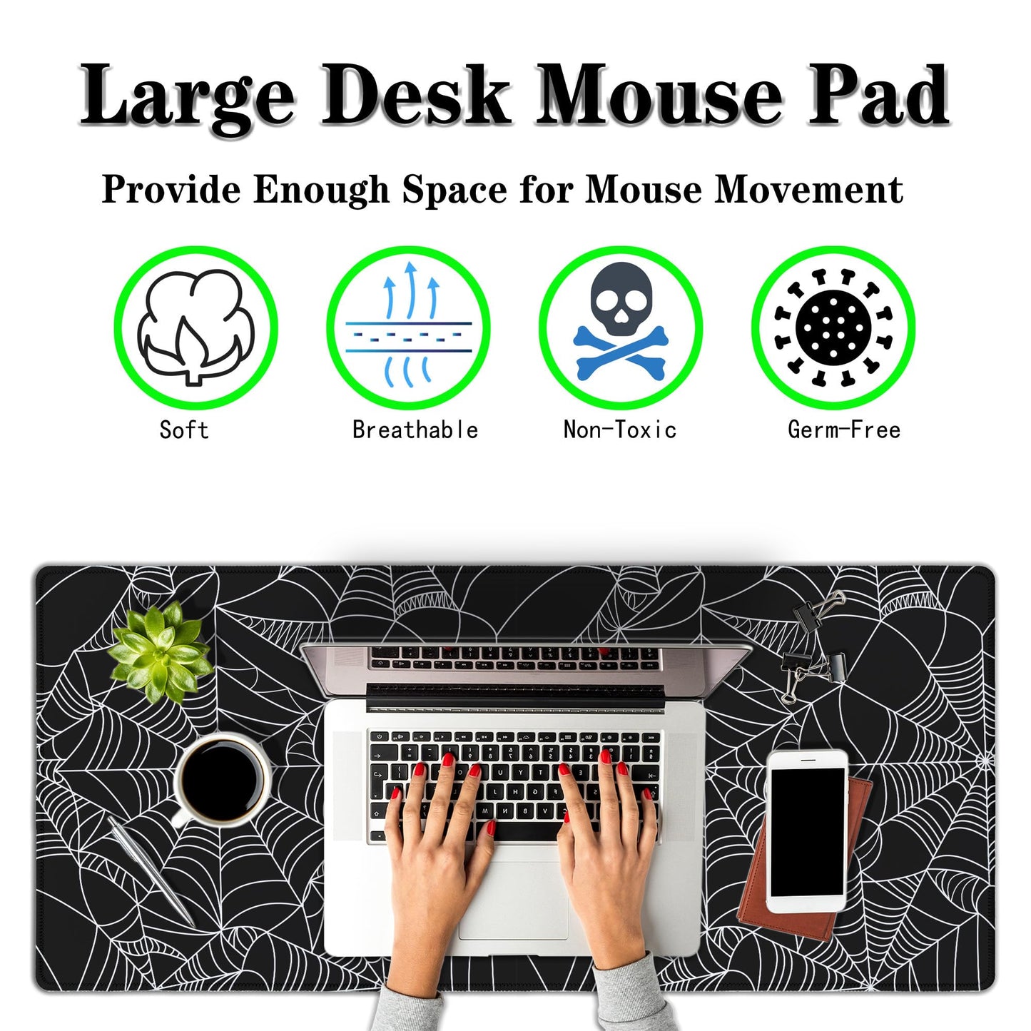 Samgula Gaming Mat Black Long Mousepad, Desktop Pad Big Mouse Pads Desk Mouse Pad, Computer Pad