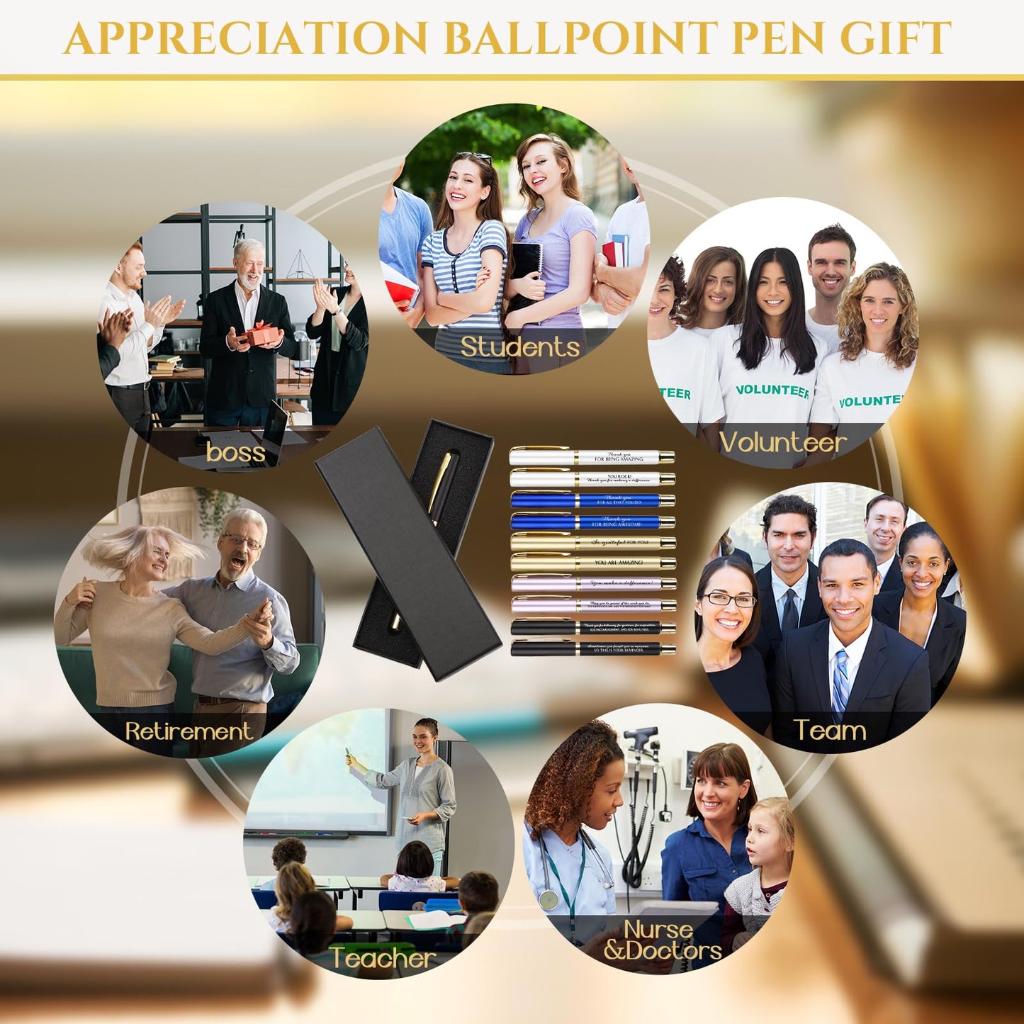 PerKoop 30 Sets Thank You Gift Inspirational Pen with Box, Multi‌, Mixed