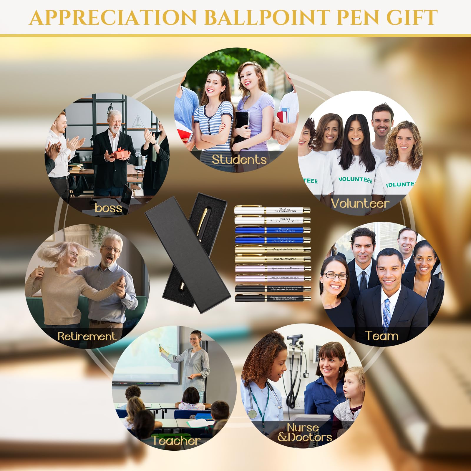 PerKoop 30 Sets Thank You Gift Inspirational Pen with Box, Multi‌, Mixed