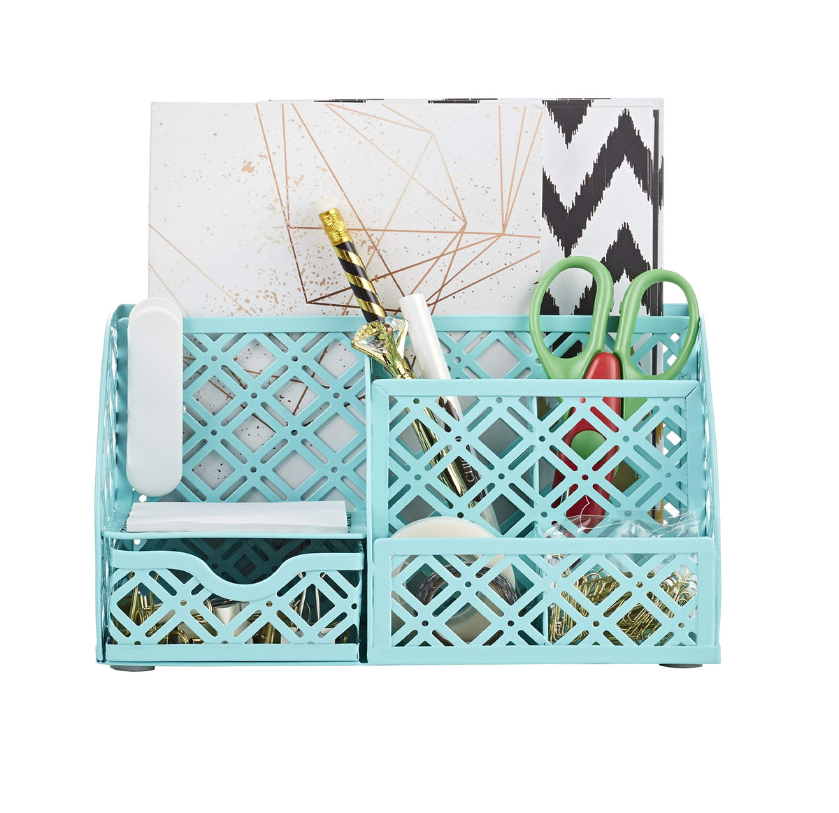 Exerz Mesh Desk Organizer 7 Compartments Metal Pen Holder Office Turquoise
