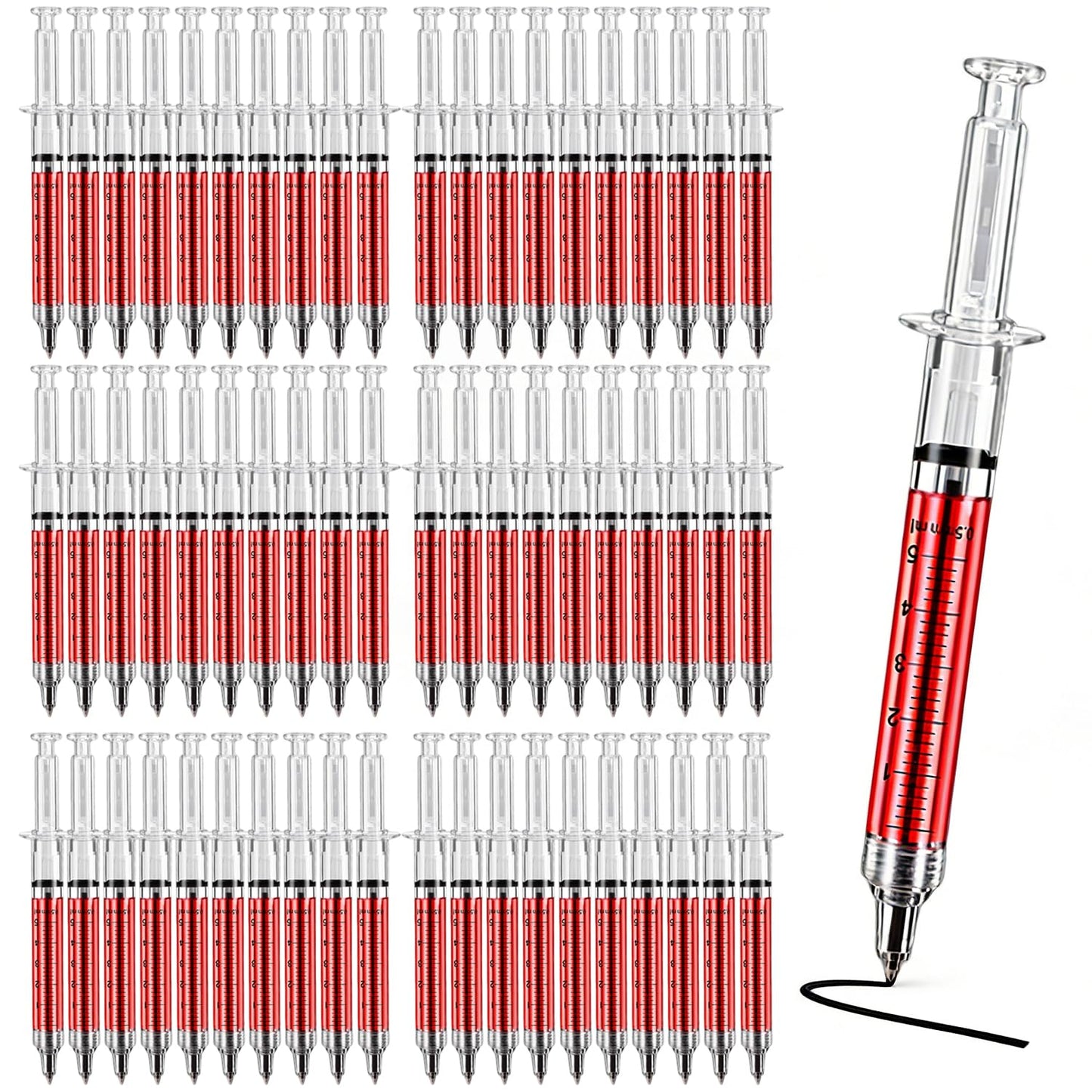 SunAngel Ballpoint Pens, 60-Pack Bulk Writing Pens for Office Use – Syringe-Style Medical Design