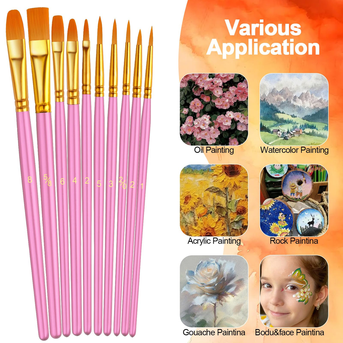 Paint Brushes Set, 16 Pack 160 Pcs Round-Pointed Tip Paintbrushes Nylon Hair Artist Acrylic Paint