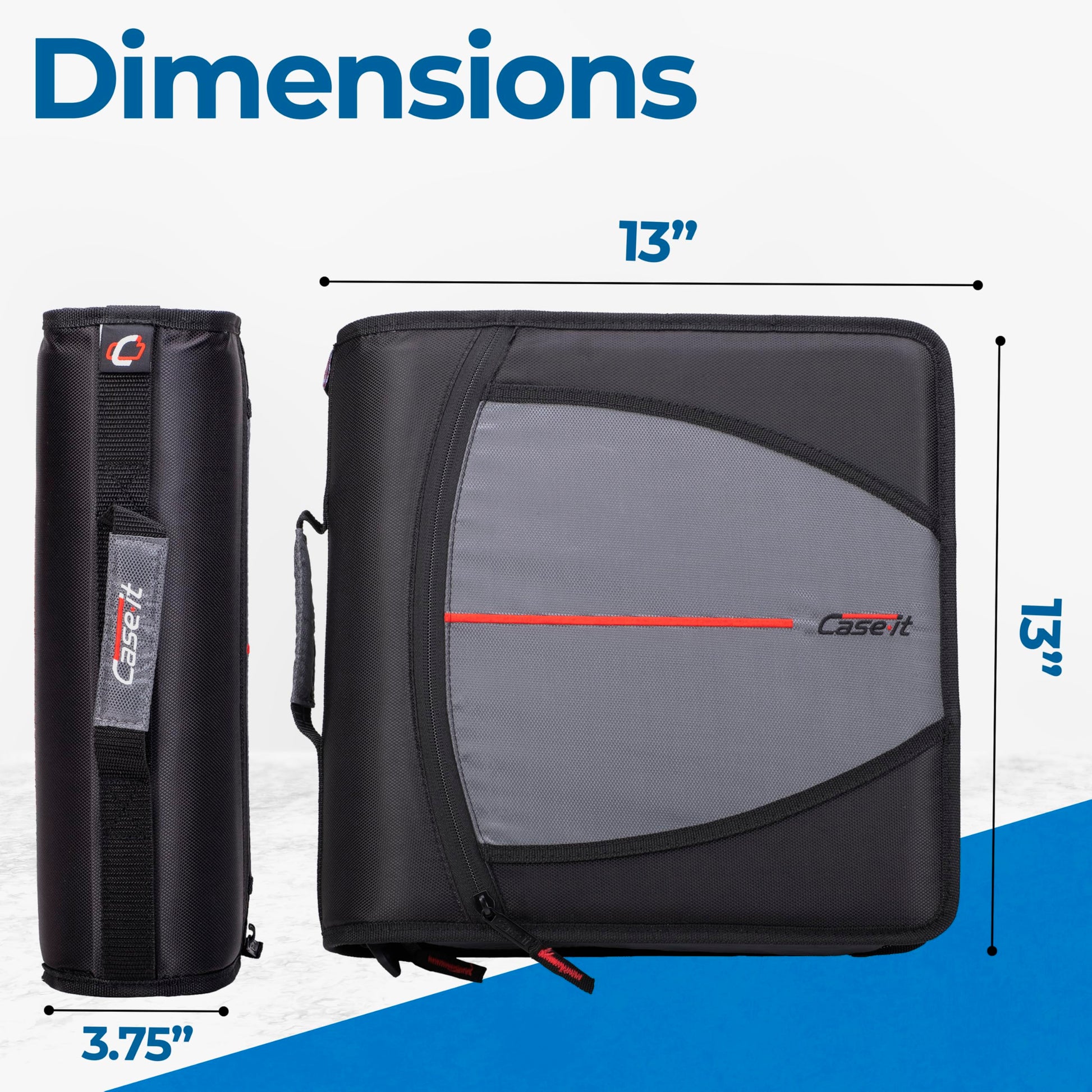 Case-it School Zipper Binder | 3-Inch O-Rings | 600-Sheet | D-146 Jet Black