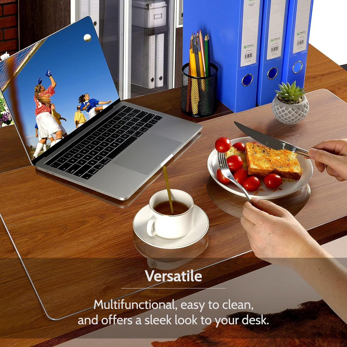Awnour Clear Desk Mat on top of desks - 32 x 16 inches - Clear Transparent Plastic Desk Protector