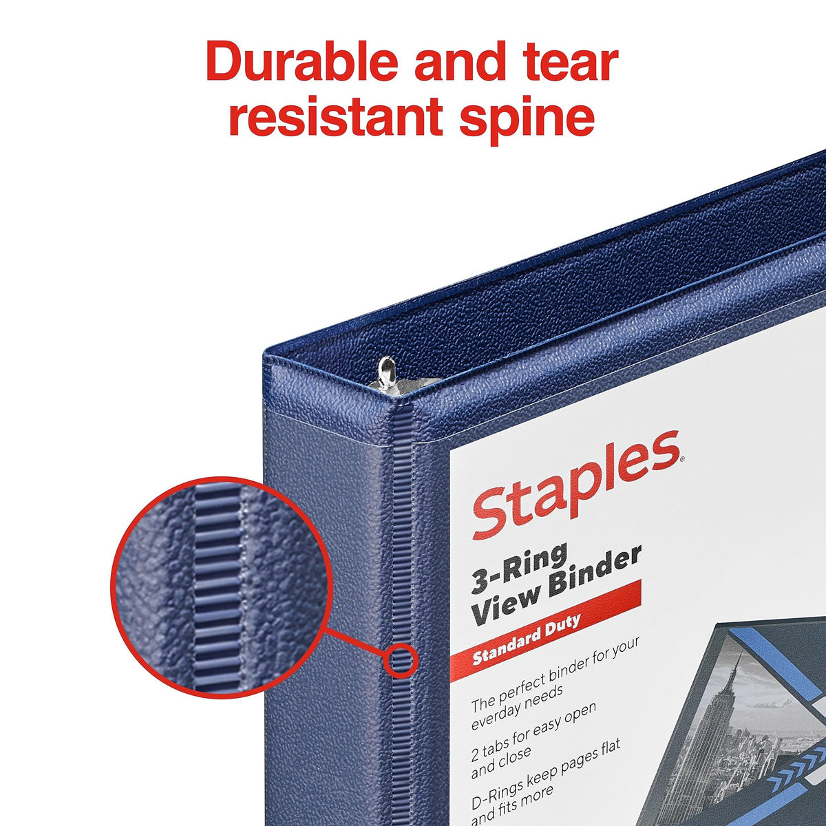 Staples 1/2" 3-Ring View Binder, D-Ring, Navy Blue, 4/Pack