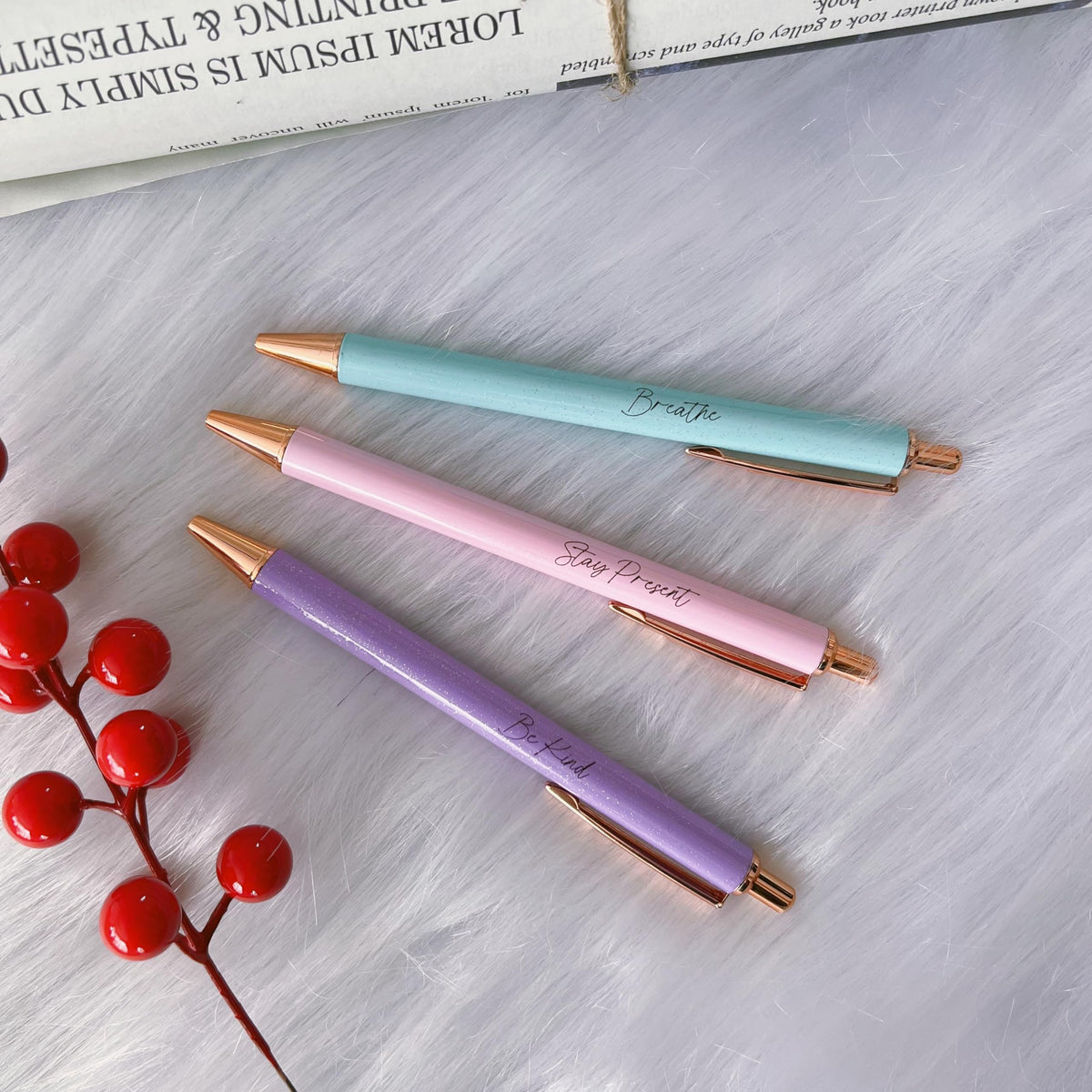 Jxueych Fancy Metal Pen Set with Inspirational Motivational Quotes Nice and Cute Boss Lady Gifts