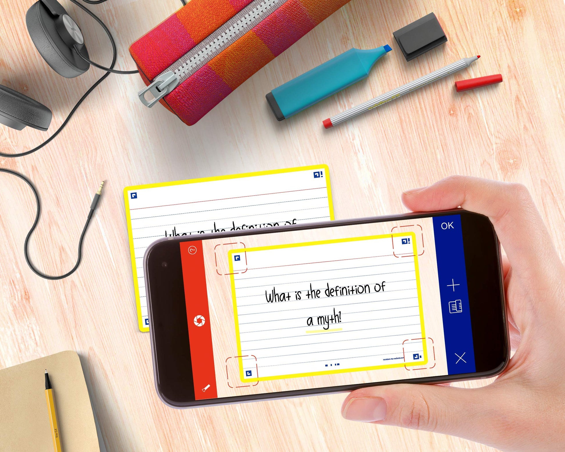 Flash Cards, Ruled with Yellow Frame, A6, Pack of 80