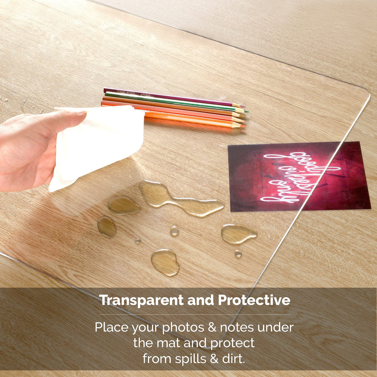 Awnour Clear Desk Mat on top of desks - 36 x 17 inches - Clear Transparent Plastic Desk Protector