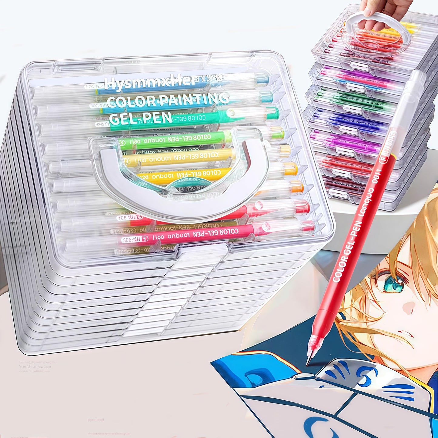 HysmmxHer 99 Colored Gel Pens Set, 0.6mm Fine Point for Black Paper & White Paper, Pens for