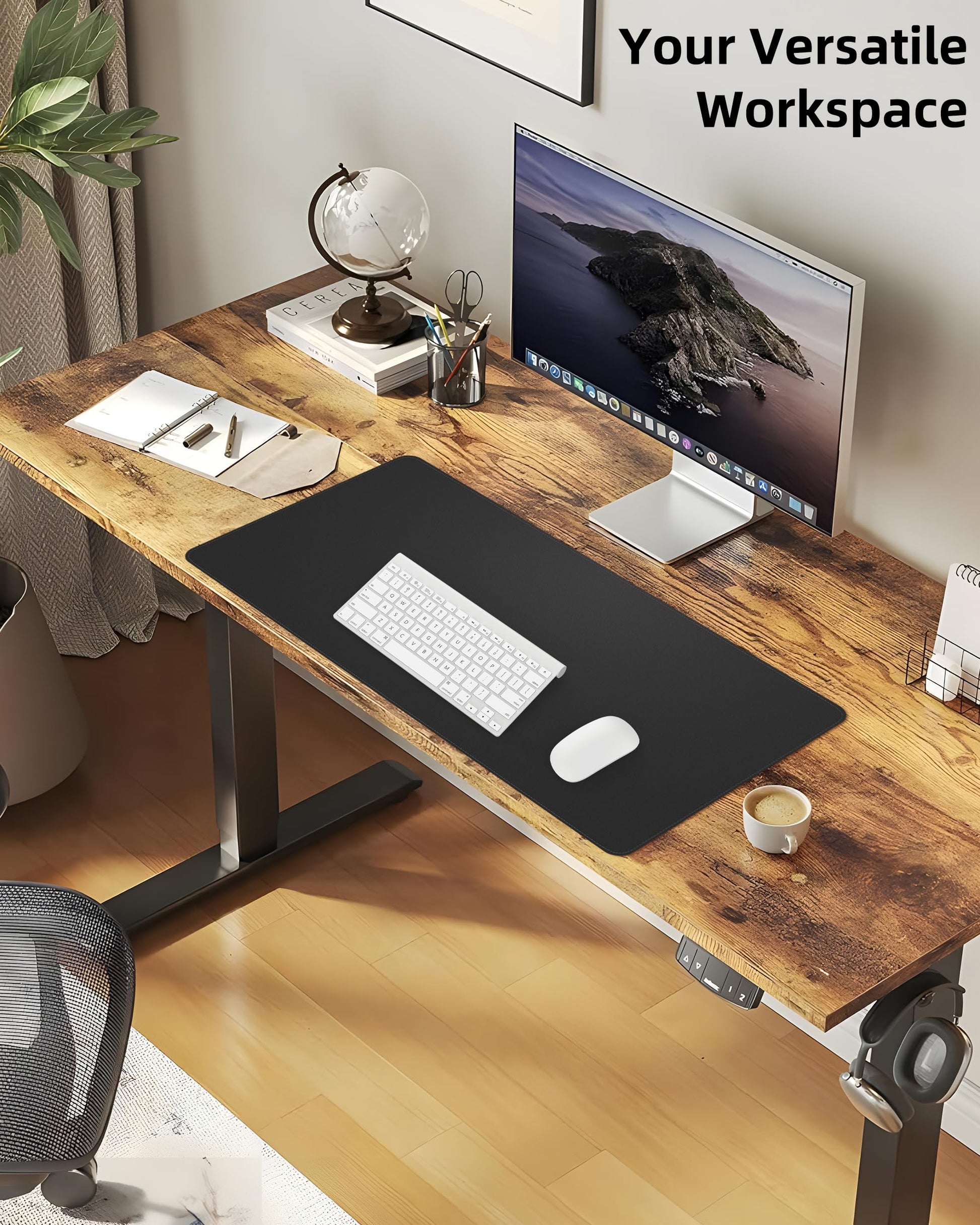 Leather Desk Pad Protector,Office Desk Mat,Large Mouse Pad, Non-Slip PU Leather Desk Blotter,Desk