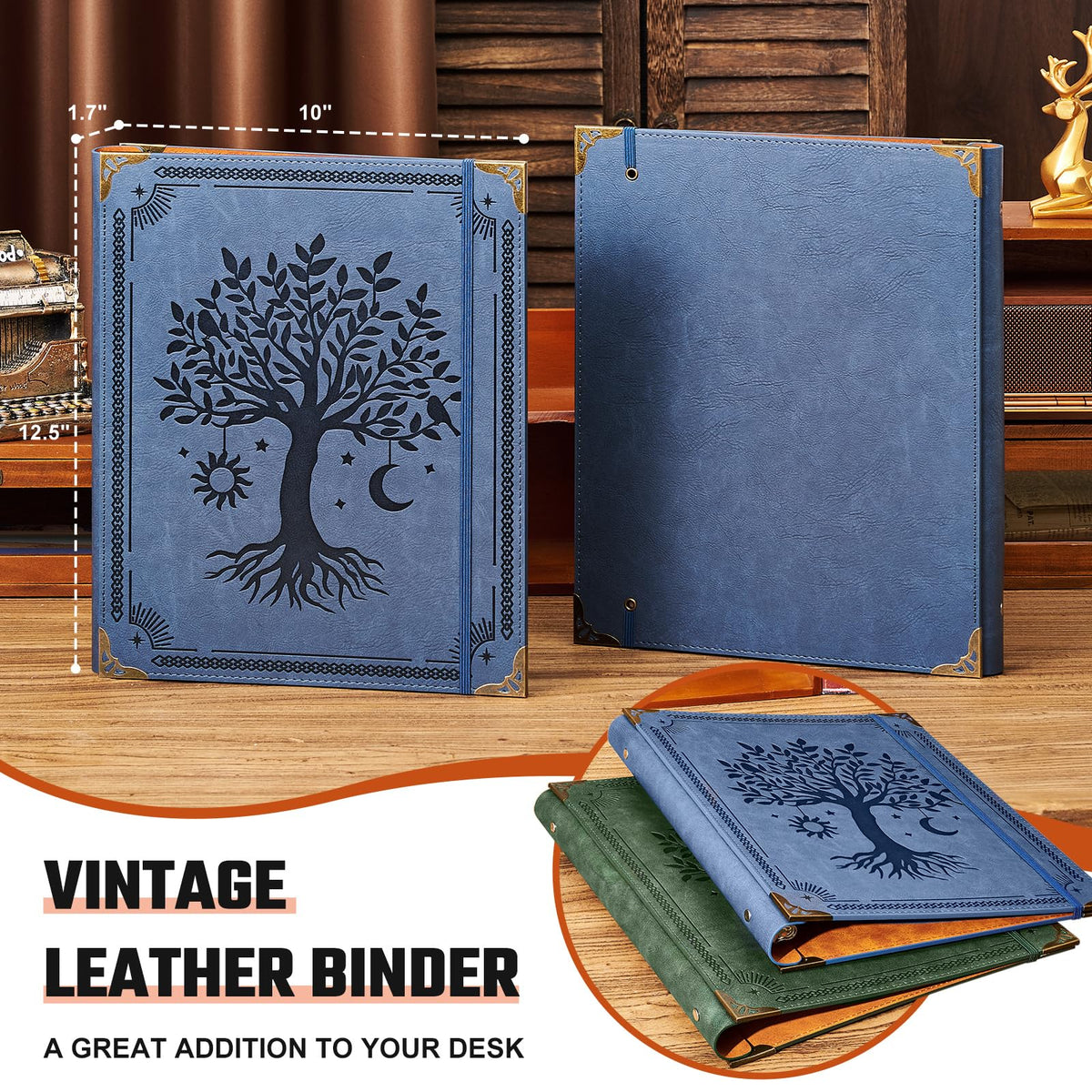 Ovesmusl PU Leather 3 Ring Binder 1 Inch Fits 8.5"x11" Letter Size Paper