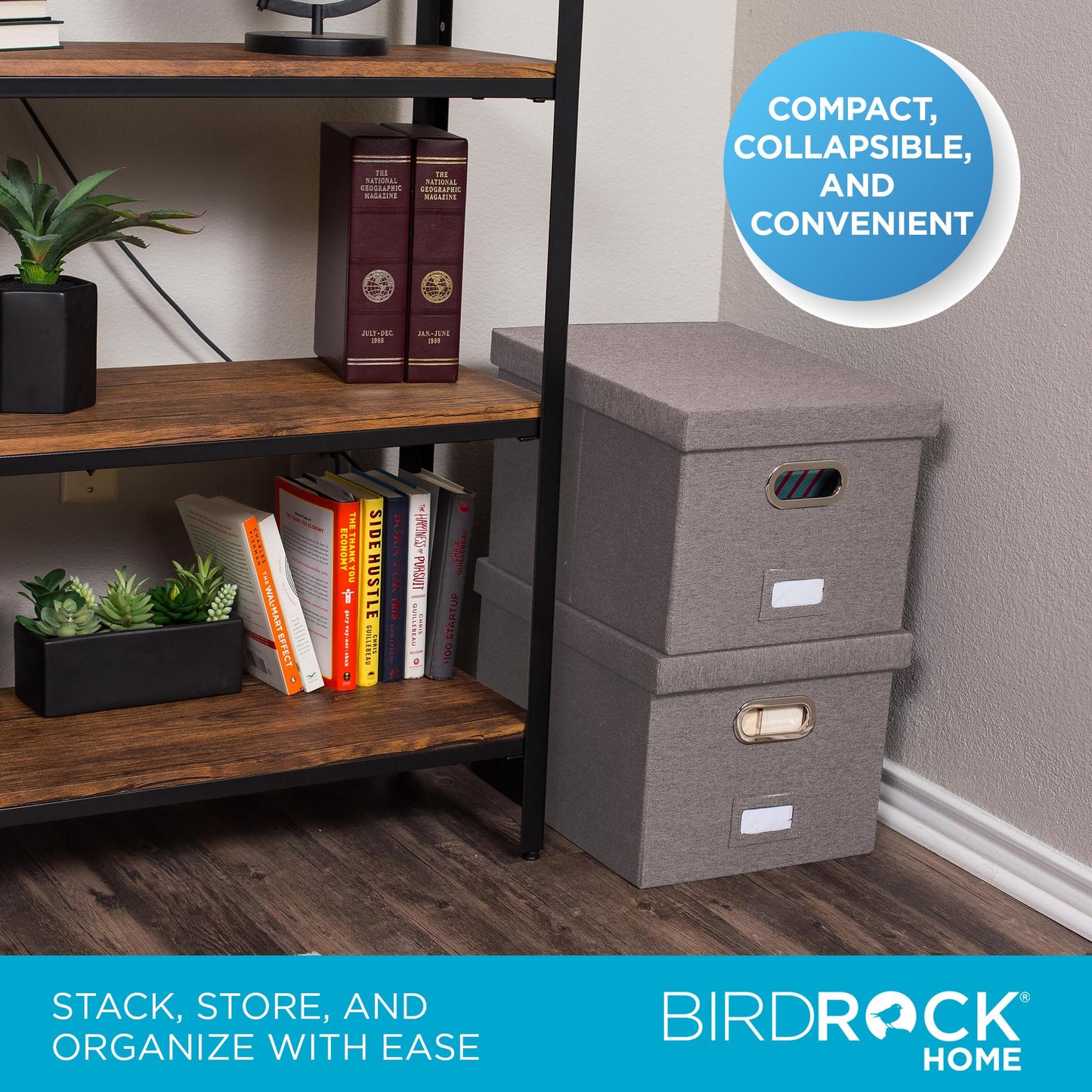 Internet's Best Collapsible File Box Storage Organizer with Lid - Decorative Linen Filing & Storage
