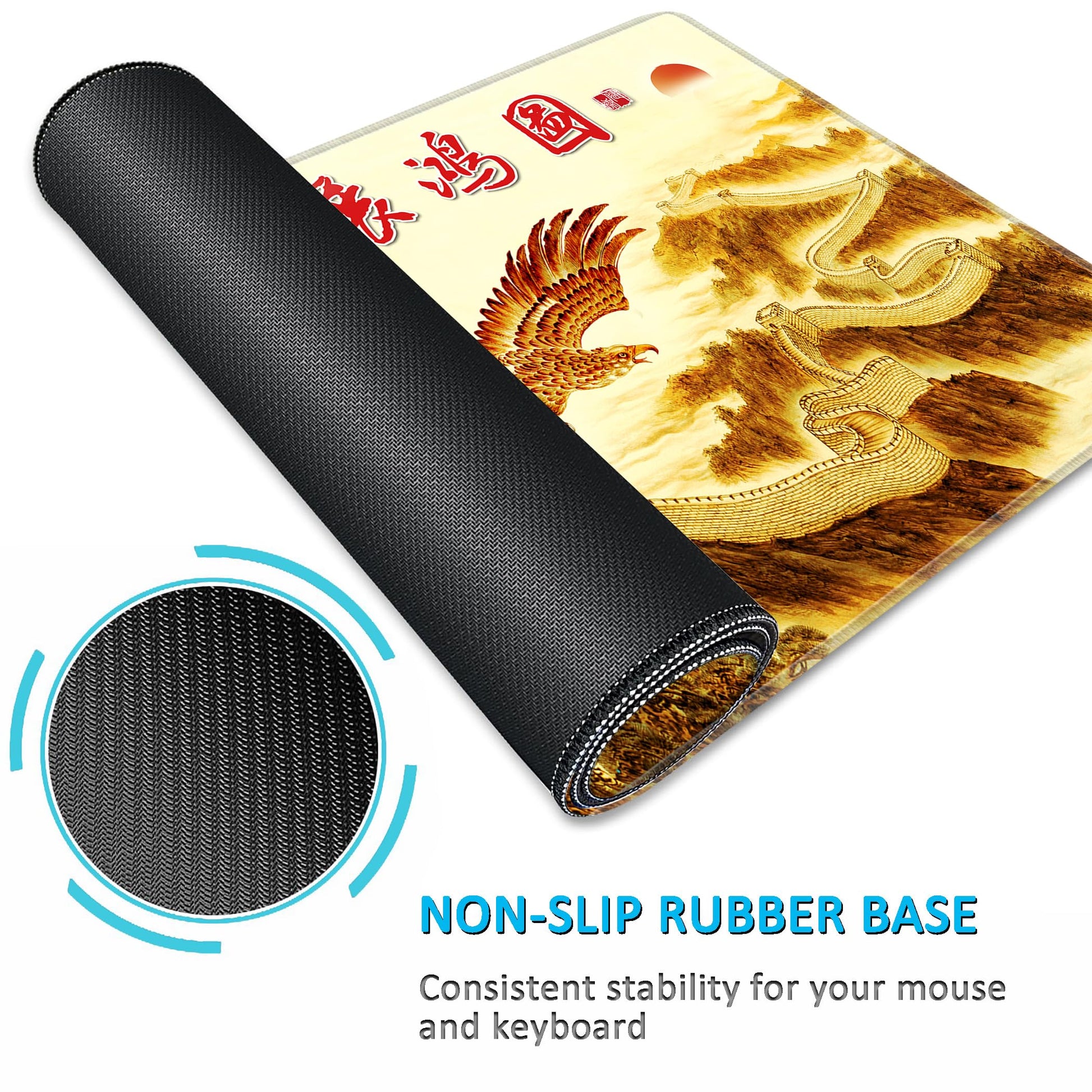 LL-COEUR XXL Landscape Gaming Mouse Pad Computer Keyboard Mat Office Desk Pad (Eagle, 39.3" x 19.6"