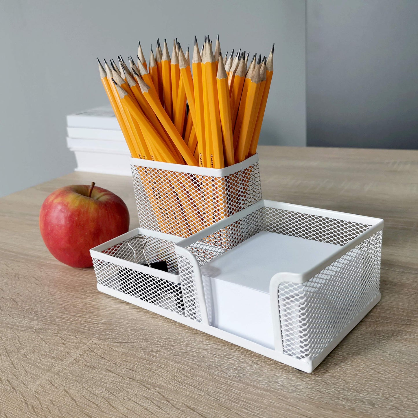 Leviatan Desk Organiser, Office Tray with Pen Holder and Memo Holder, Metal Mesh 205 x 103 x 98 mm