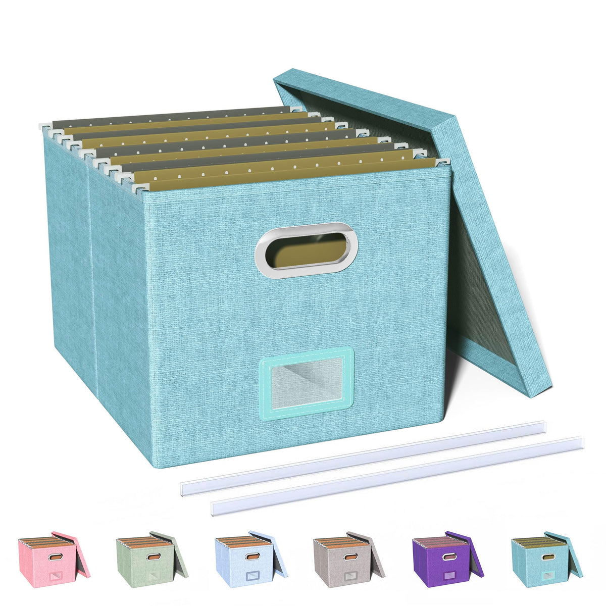 Oterri File Organizer Box with Lid, Portable Hanging File Box for Letter/Legal File Folder Storage