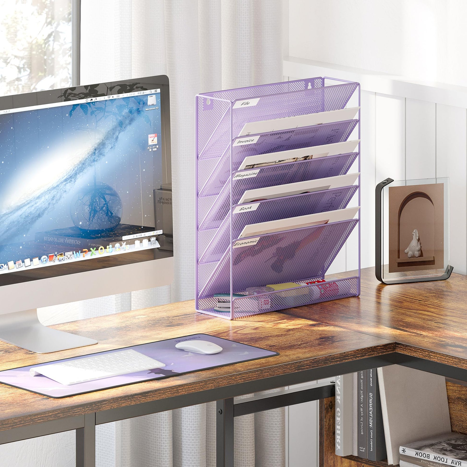 EasyPAG 5 Tier Wall File Holder, Mesh Hanging Folder Organizer with Classify Label, Versatile Desk