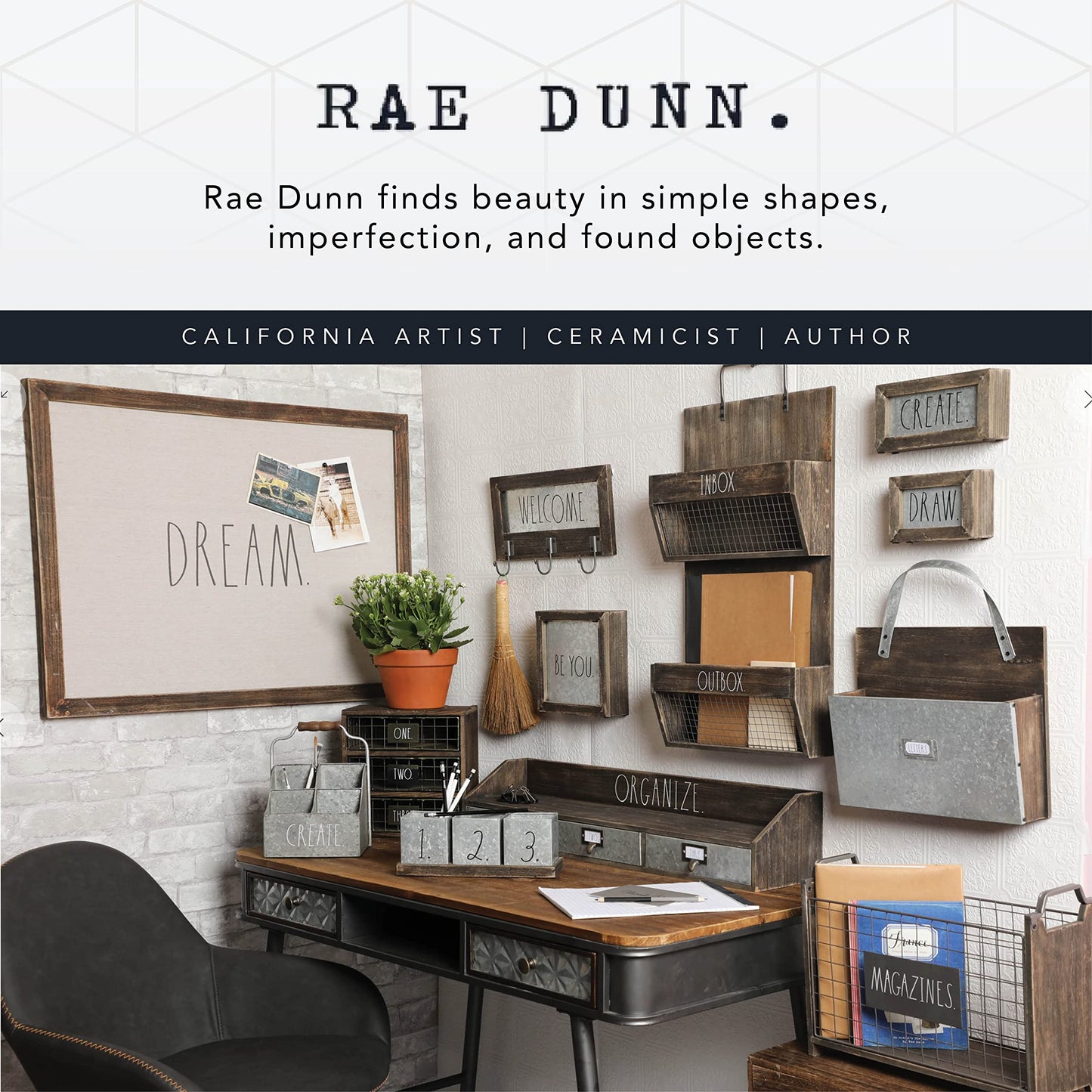 Rae Dunn by Designstyles Rotating Decorative Organizer – Steel Desktop Stationary Spinner Holder