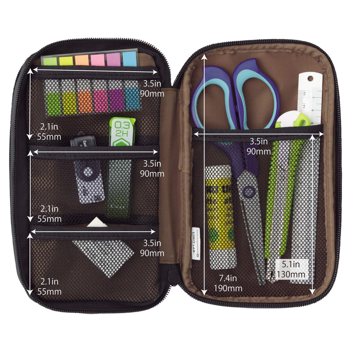 LIHIT LAB Large Capacity Triple Zipper Pencil Case For School Office College, Big Capacity 8