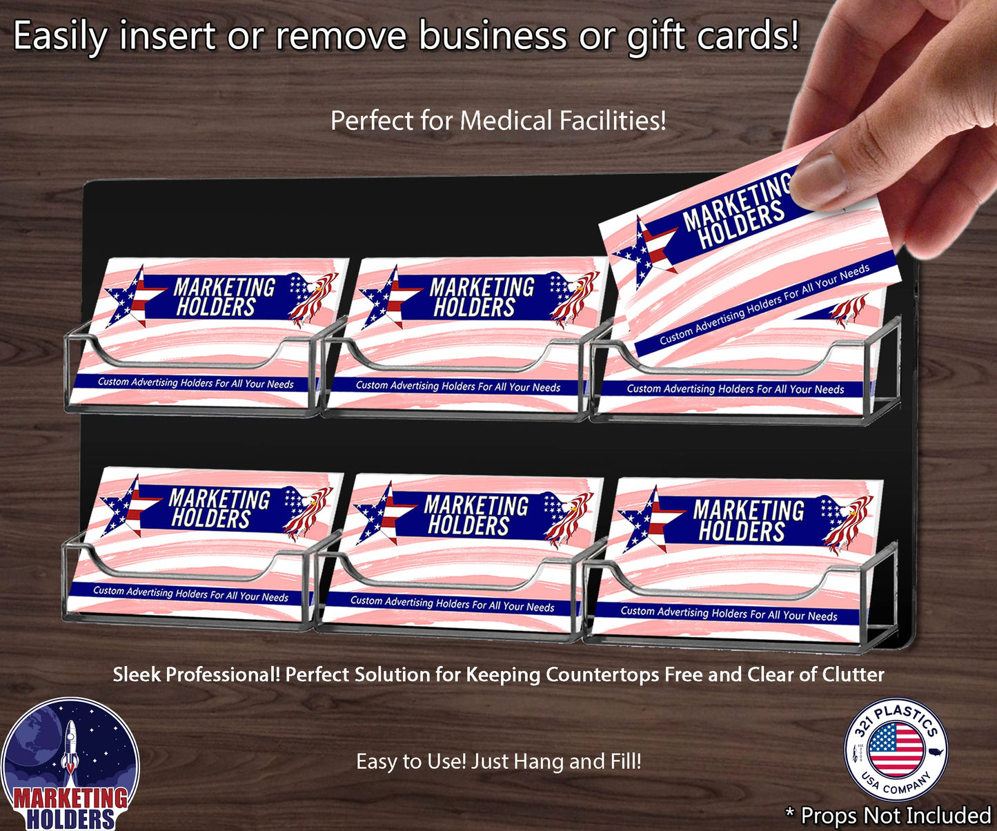 Marketing Holders Wall Business Card Holder with Hanging Hardware for 3.5" x 2" Gift or Appointment