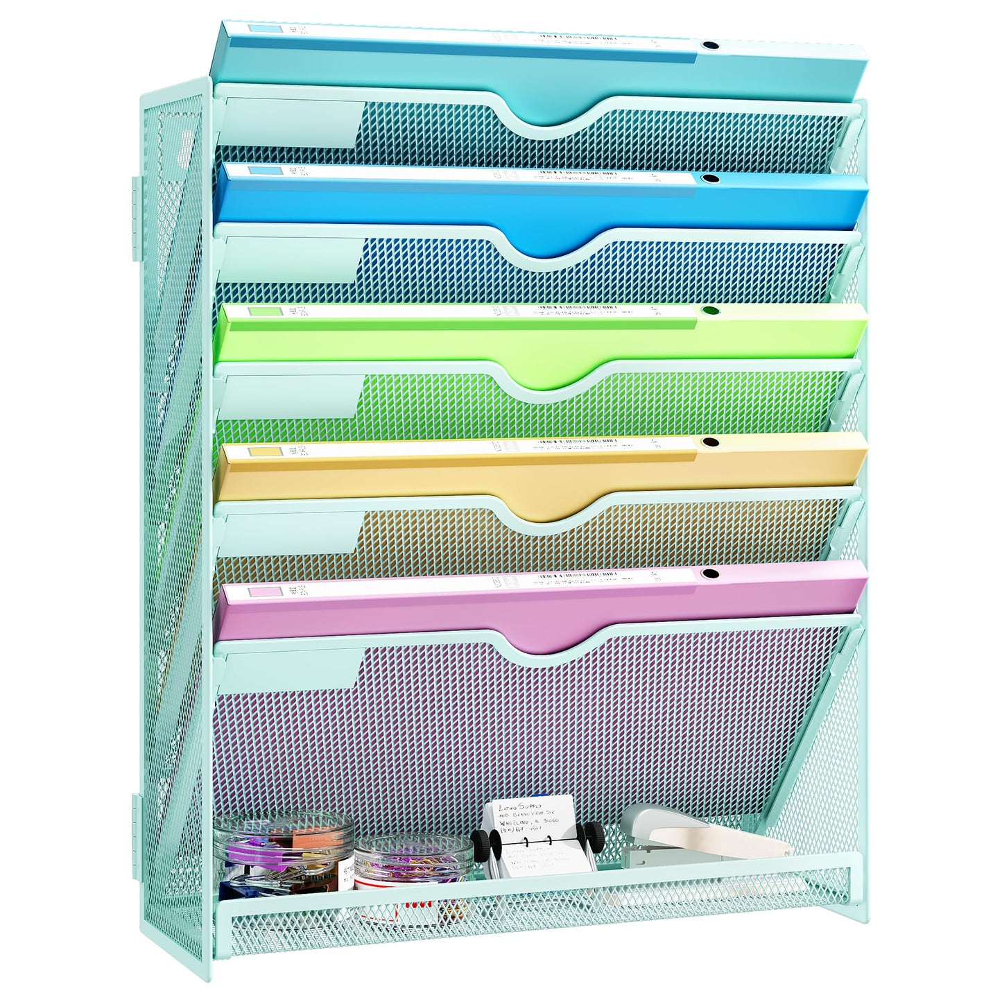 Kinkota Hanging Wall File Organizer, 6-Tier Desk Organizer with Metal Mesh