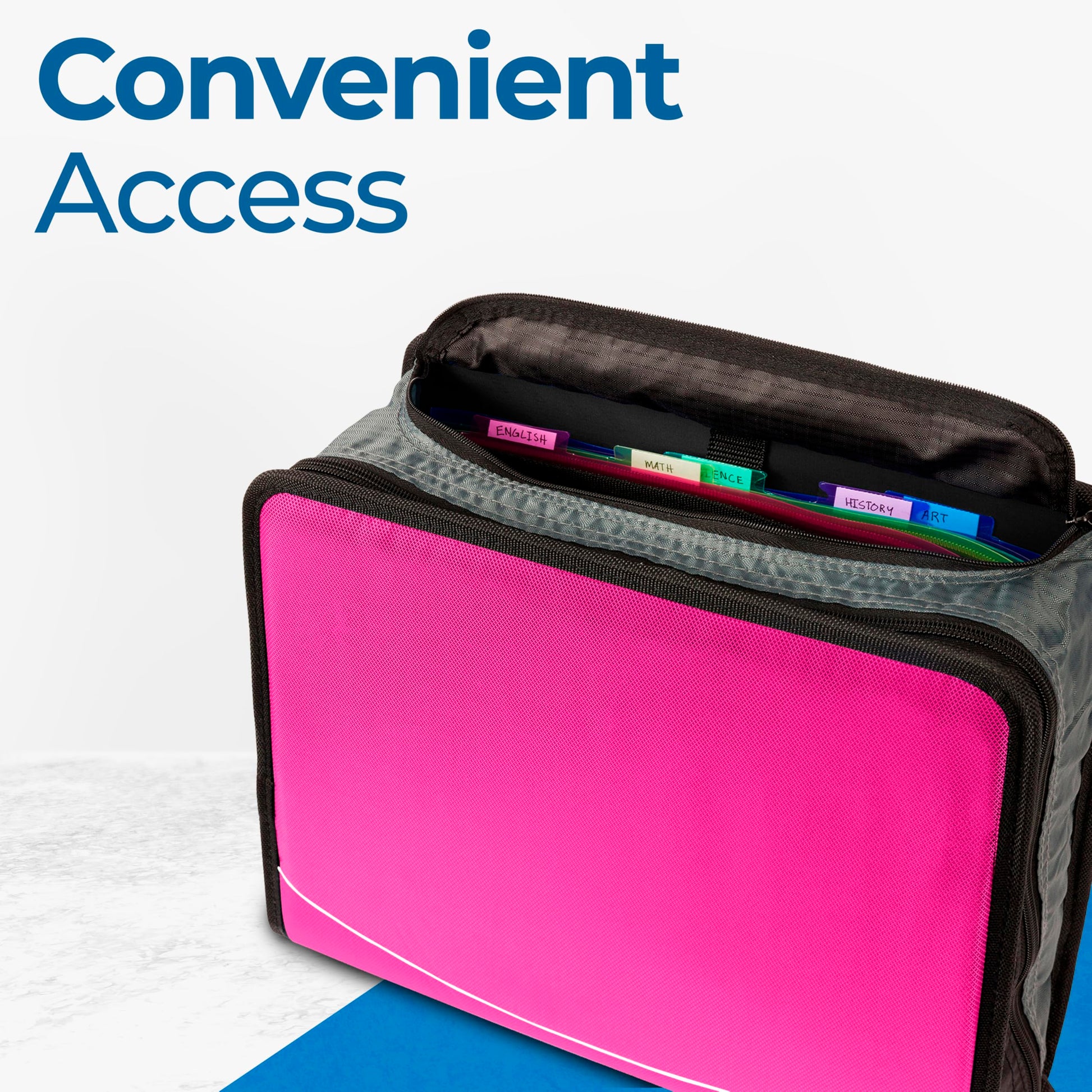 Case-it School Zipper Binder | 3-Inch O-Rings | 600-Sheet | D-146 Magenta