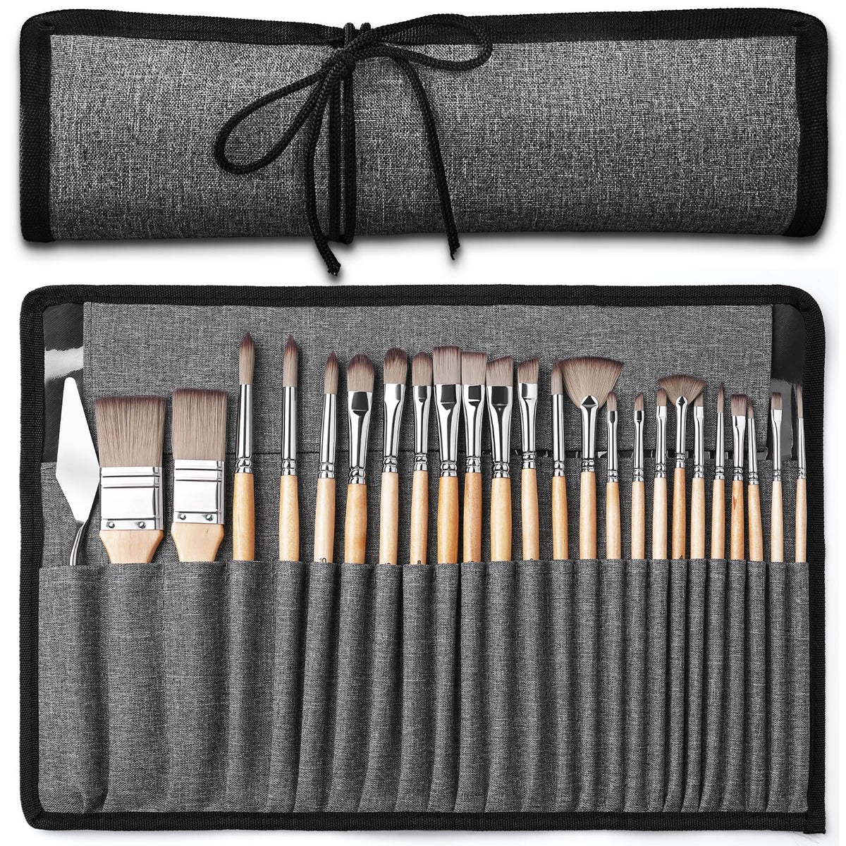 Acrylic Paint Brush Set, Golden Maple 25 PCS Paint Brushes for Acrylic Painting Oil Watercolor &