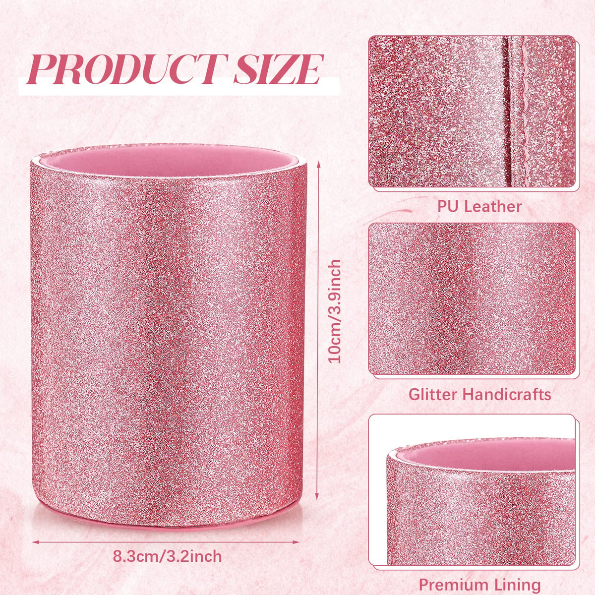 Sabary 8 Pcs Hot Pink Diamond Pens with Glitter Desk Pen Holder for Women