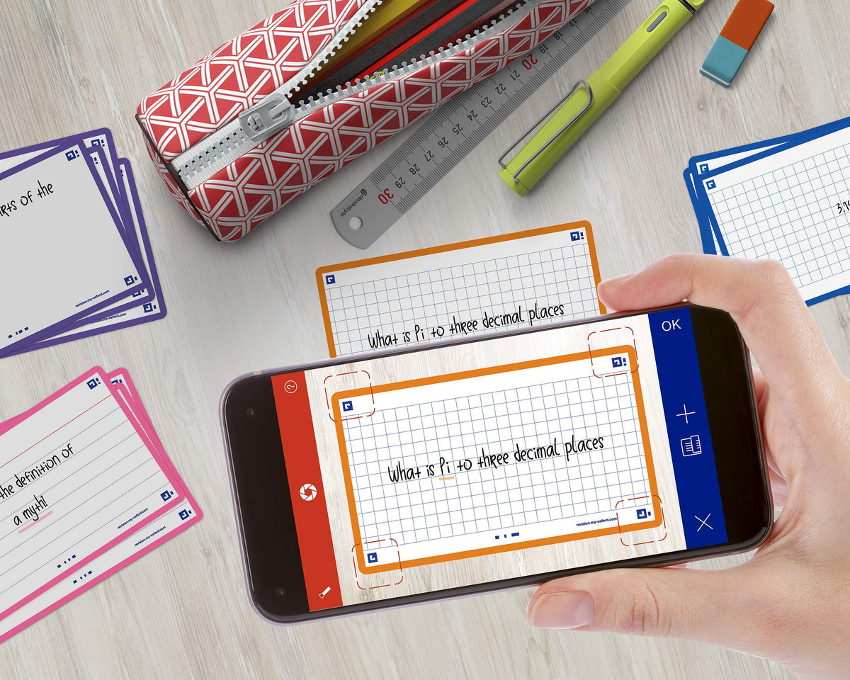Flash Cards by Oxford, Squared with Orange Frame, Pack of 80 Cards, 7.5x12.5cm Size 400133870