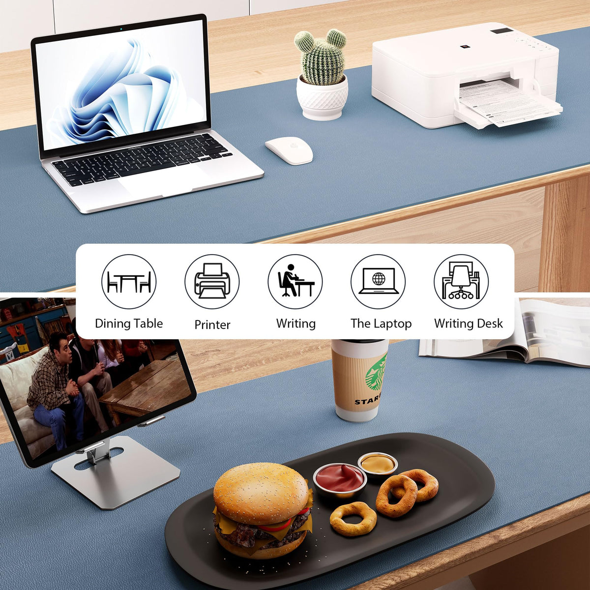 Aothia Leather Desk Pad Protector, Office Desk Mat, Large Mouse Pad, Laptop Desk Pad, Non-Slip PU