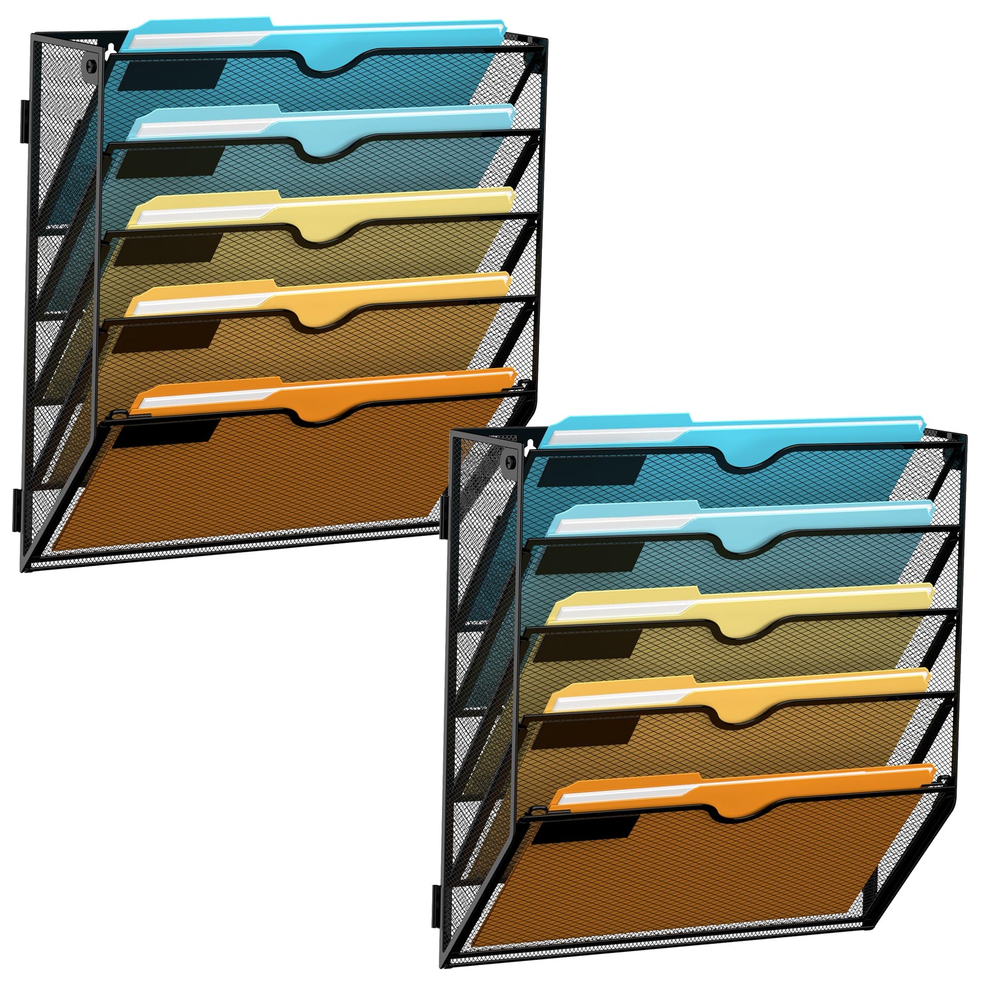 SUPEASY 5 Tier Wall File Organizer, Hanging Wall Mounted Mail Organizer with Label Slots, Metal