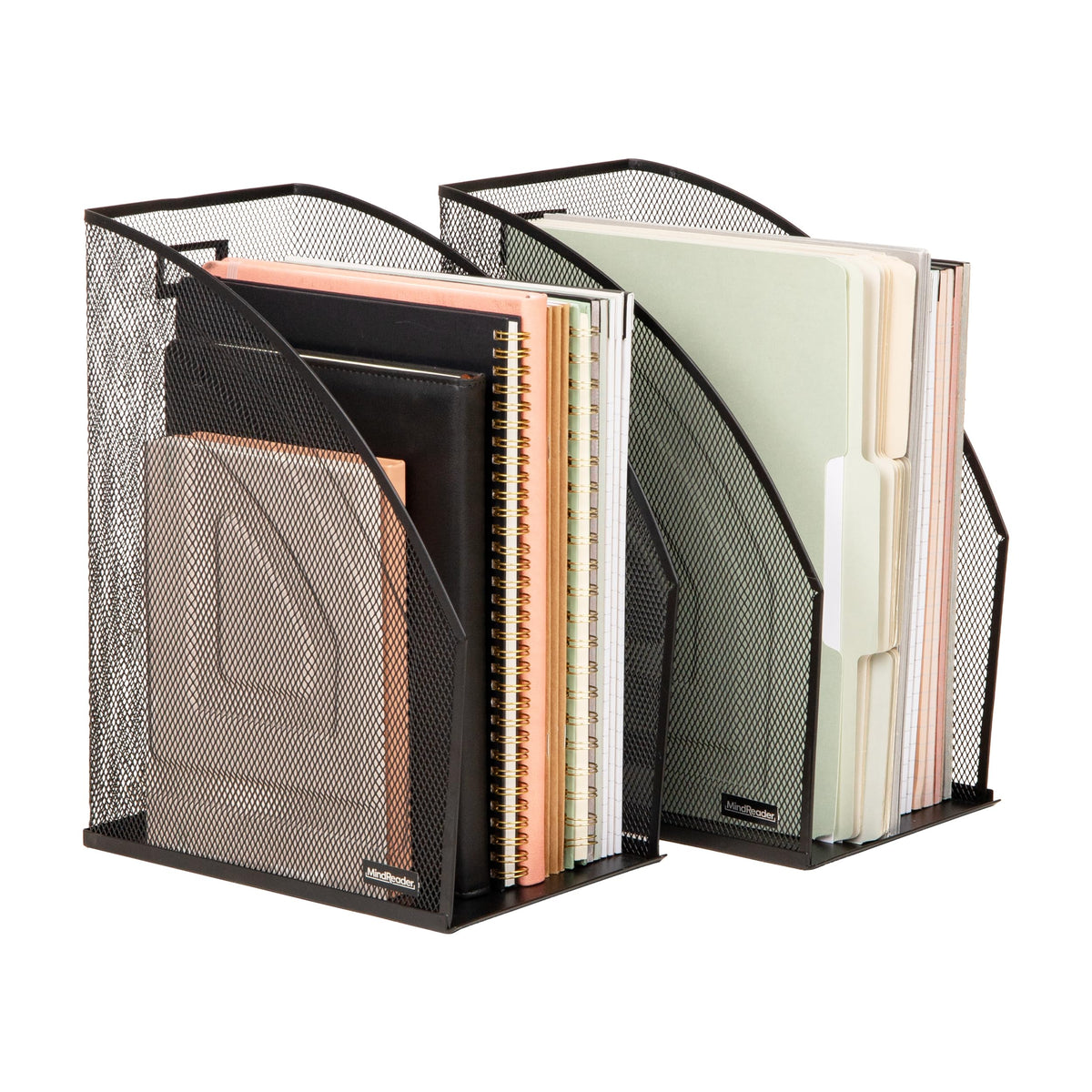Mind Reader Vertical File Organizers, Desktop File Holders for Folders, Magazines, and Paperwork