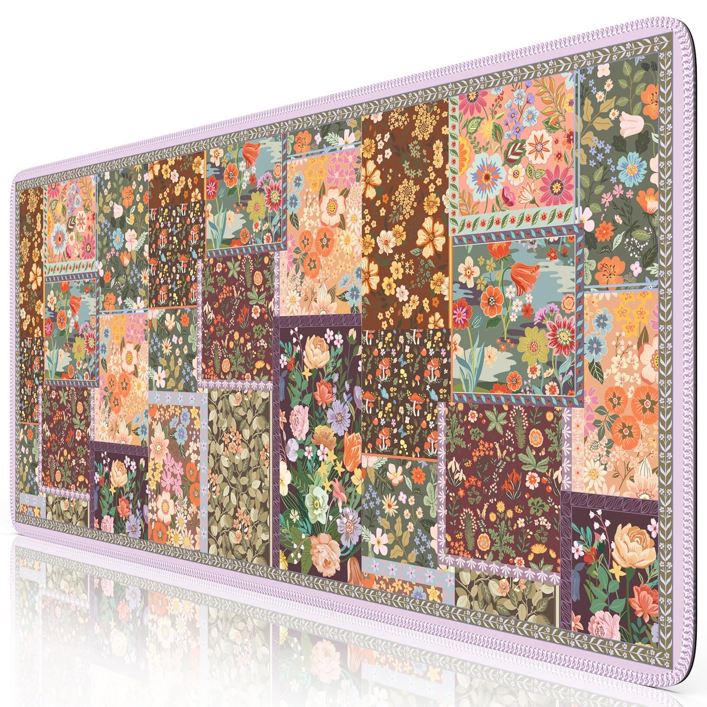 iCasso Floral Desk Pad Mat, Large Mouse Pad, Desk Matt for Desktop, Brown