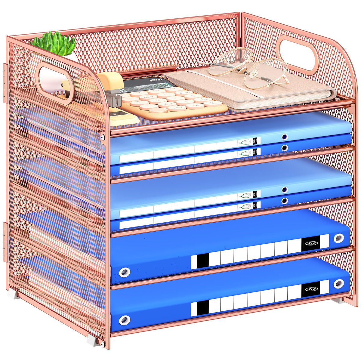 Kinkota Paper Organizer Letter Tray with Handle Mesh 5 Trays