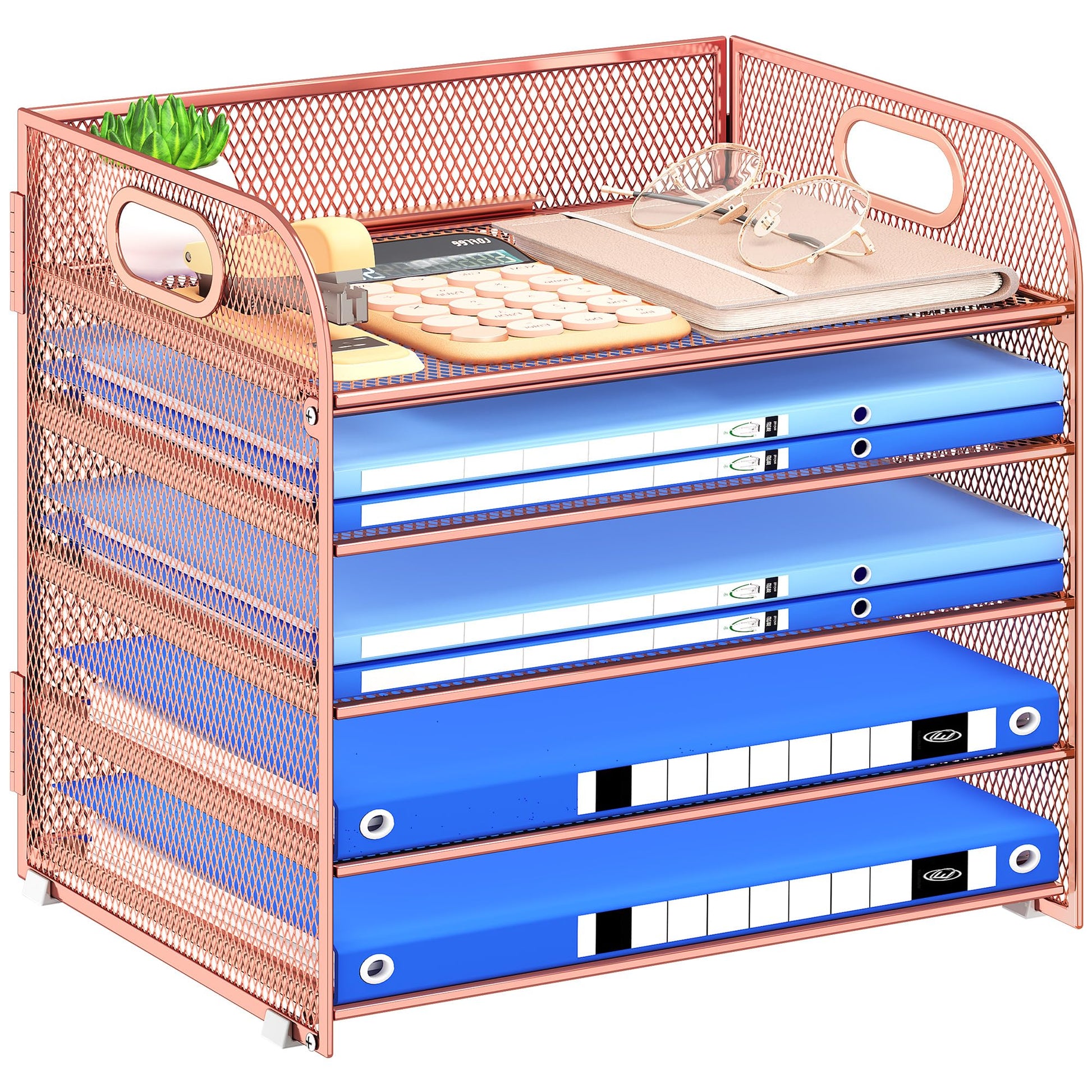Kinkota Paper Organizer Letter Tray with Handle Mesh 5 Trays