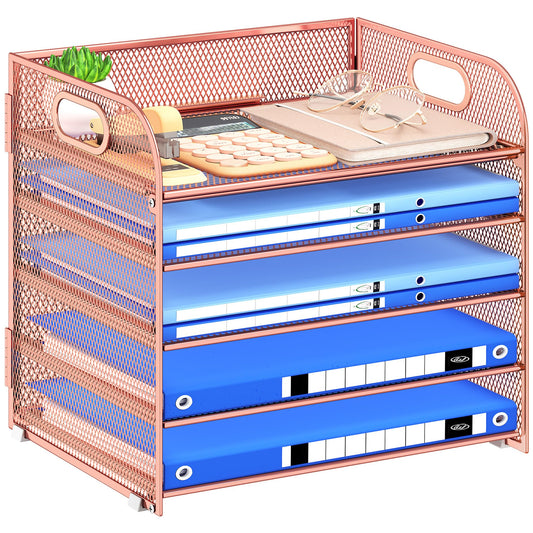 Kinkota Paper Organizer Letter Tray with Handle Mesh 5 Trays