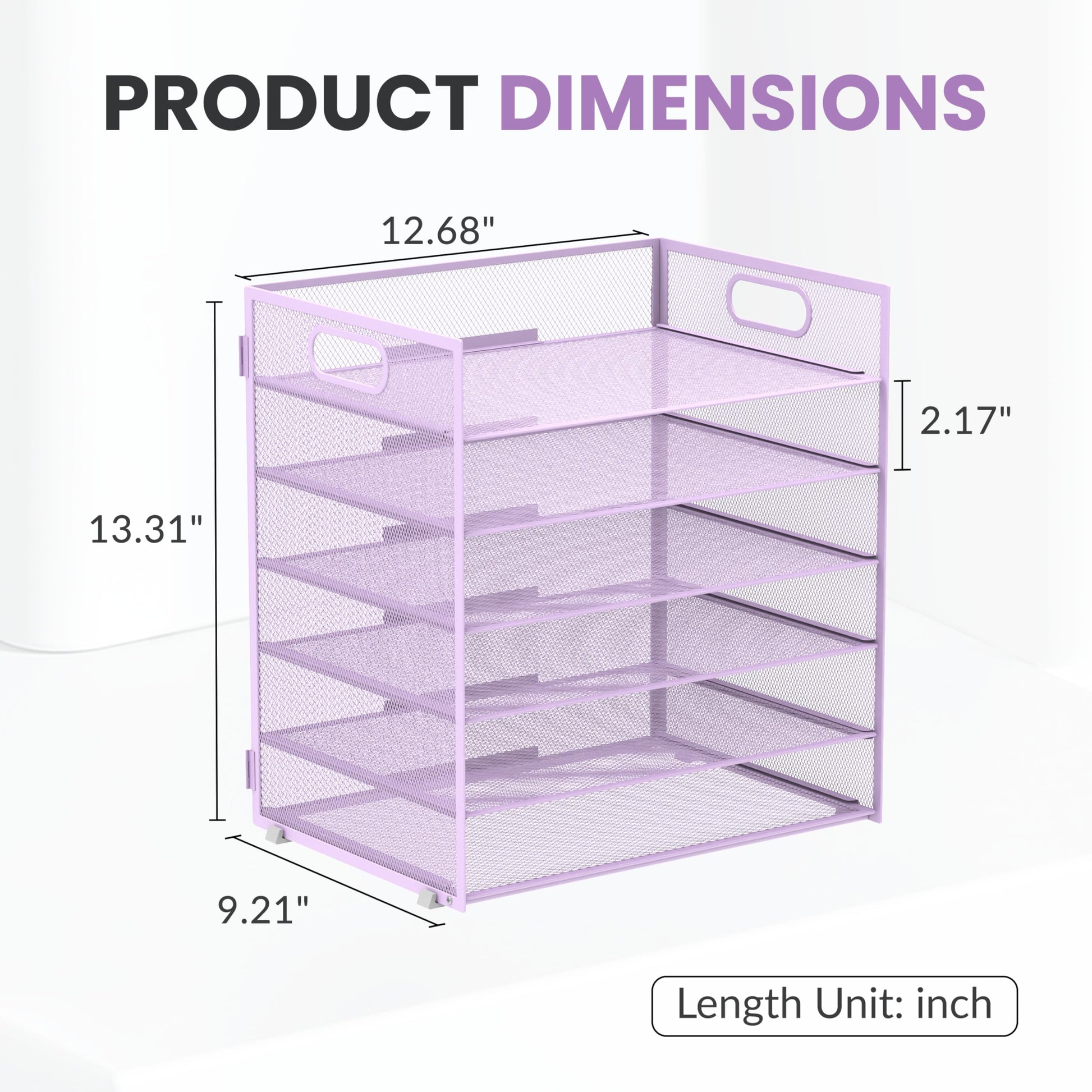 Daltack 6-Tier Paper Organizer for Desk with Handle, Purple