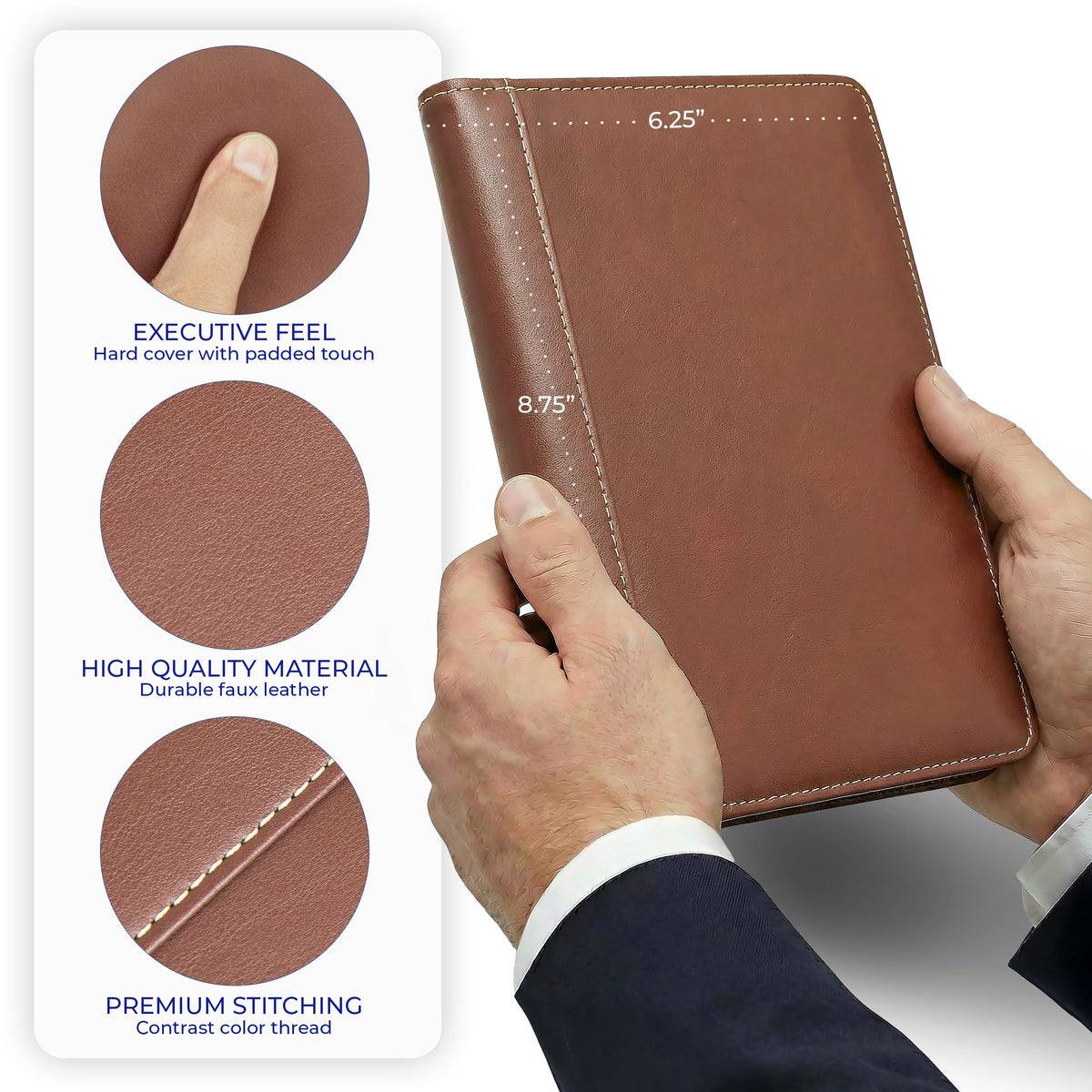 Samsill Contrast Stitch Faux-Leather Portfolio, Mini Size Business Interview Professional Padfolio