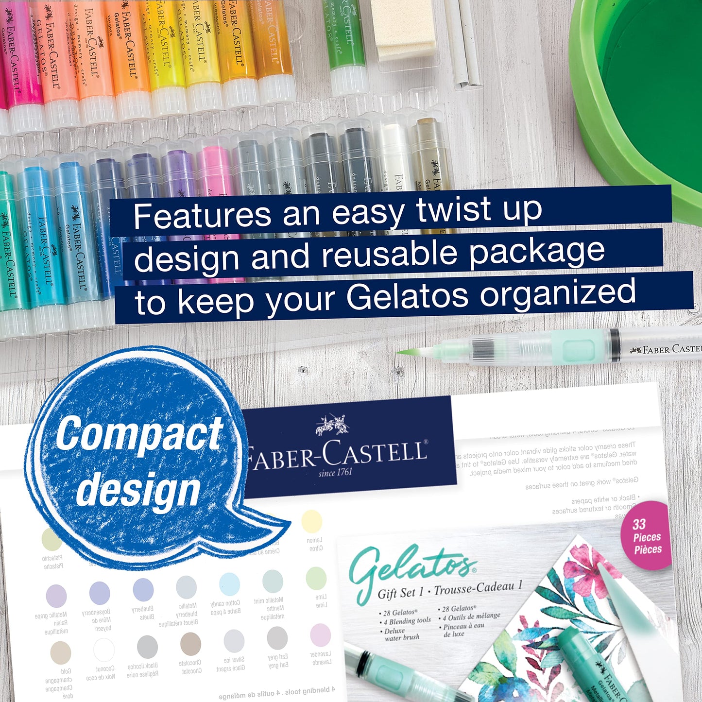 Faber-Castell Gelatos Gift Set: 28 Watercolor Gel Crayons and Art Supplies for Painting, Drawing &