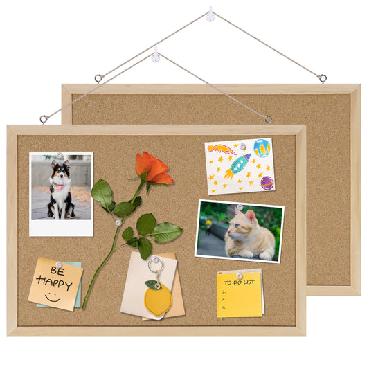 DAHAPYBOO Cork Board for Office with Pin Oak Wood Boards 2 Pack,17"X12"