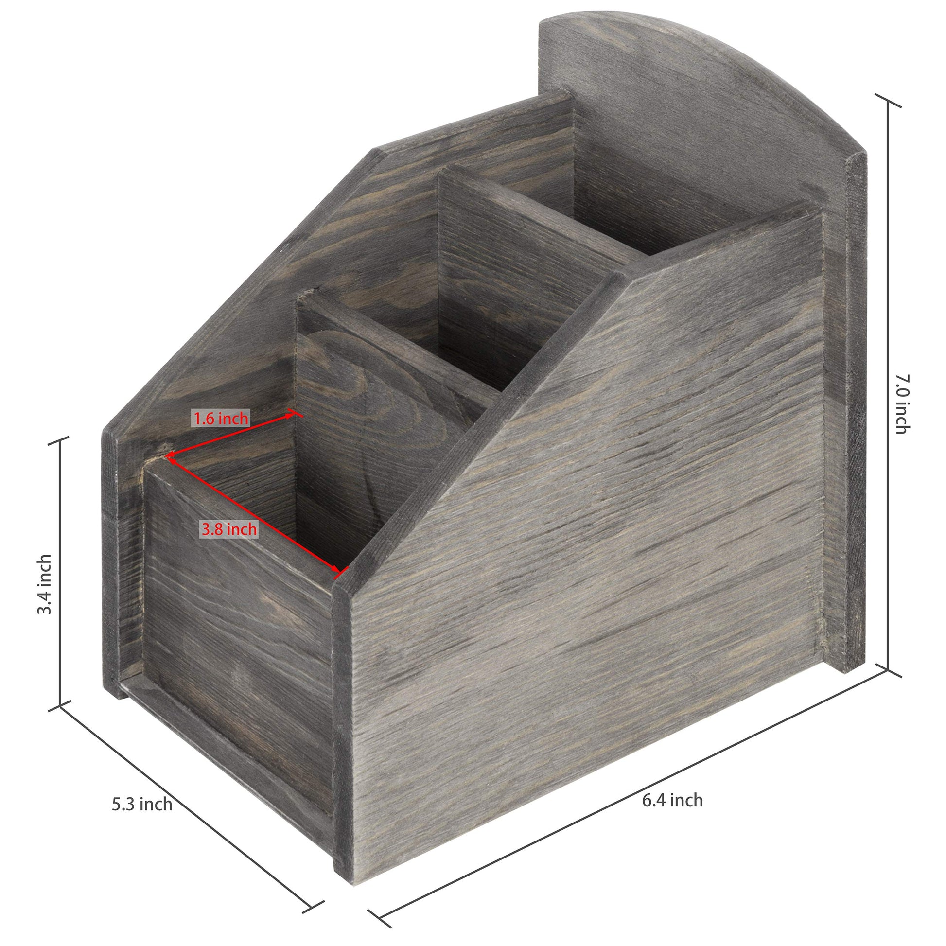 MyGift Rustic Gray Wood Remote Control Holder, 3 Compartment Caddy