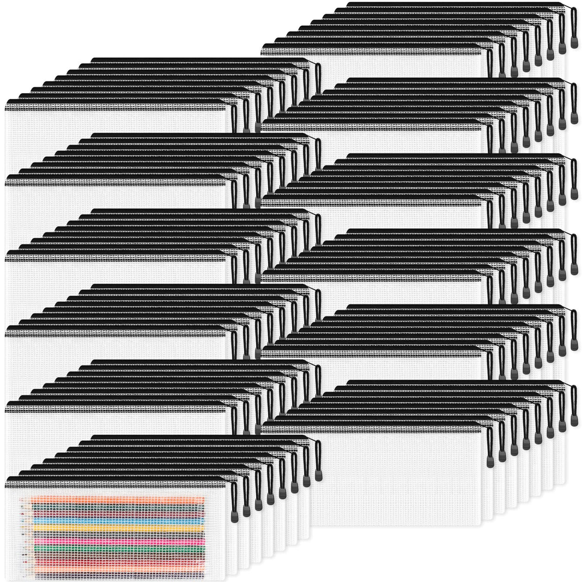 Smarpau 96pcs Pencil Case Black, Small Mesh Pencil Pouches