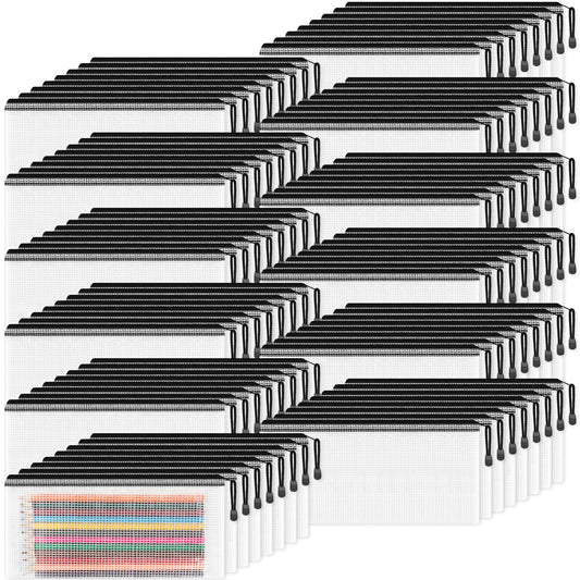 Smarpau 96pcs Pencil Case Black, Small Mesh Pencil Pouches