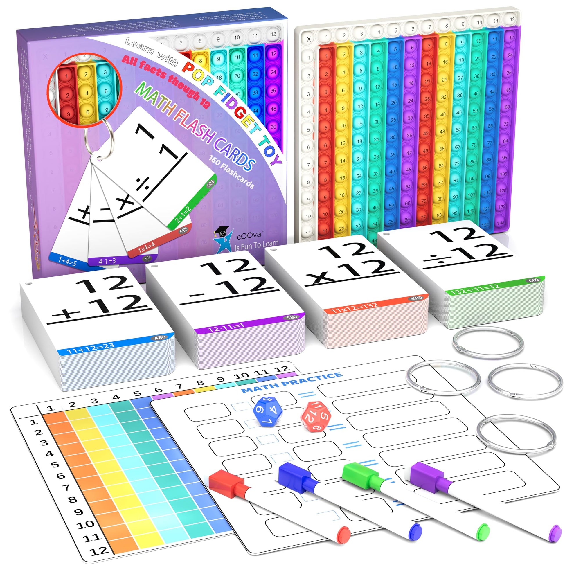 Math Games for Kids - Math Flash Cards - Interactive Practice Kit Pop It Practice with Addition