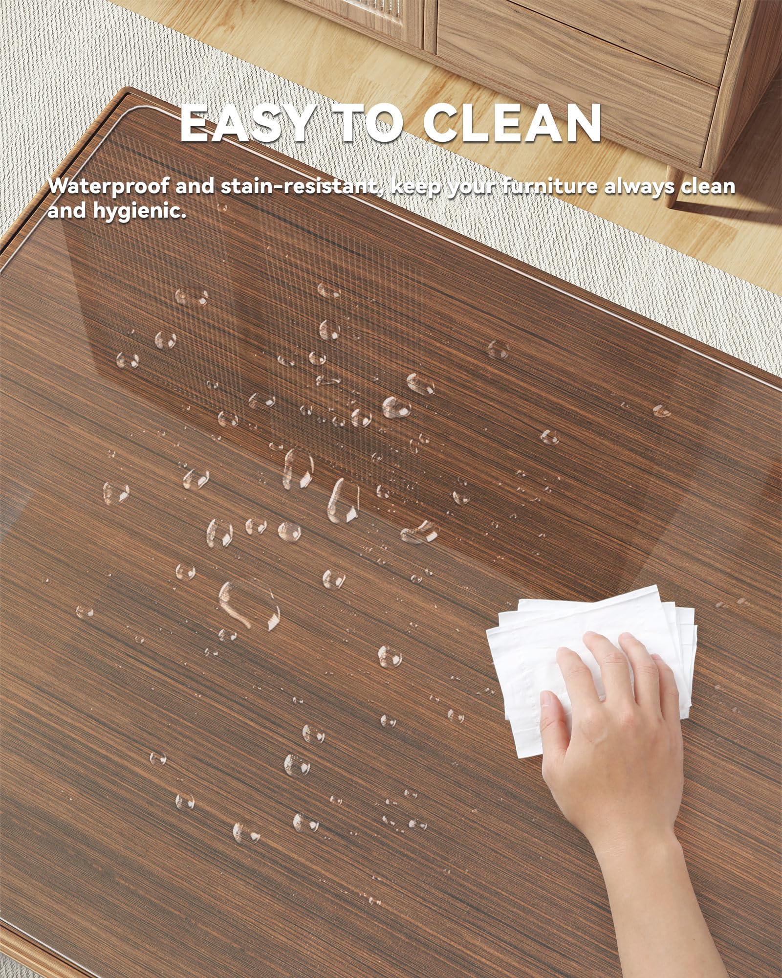 Oterri Clear Writing Desk Pad, 47.2’’x23.6” Heat Resistant Waterproof PVC Round Edge Durable Desk